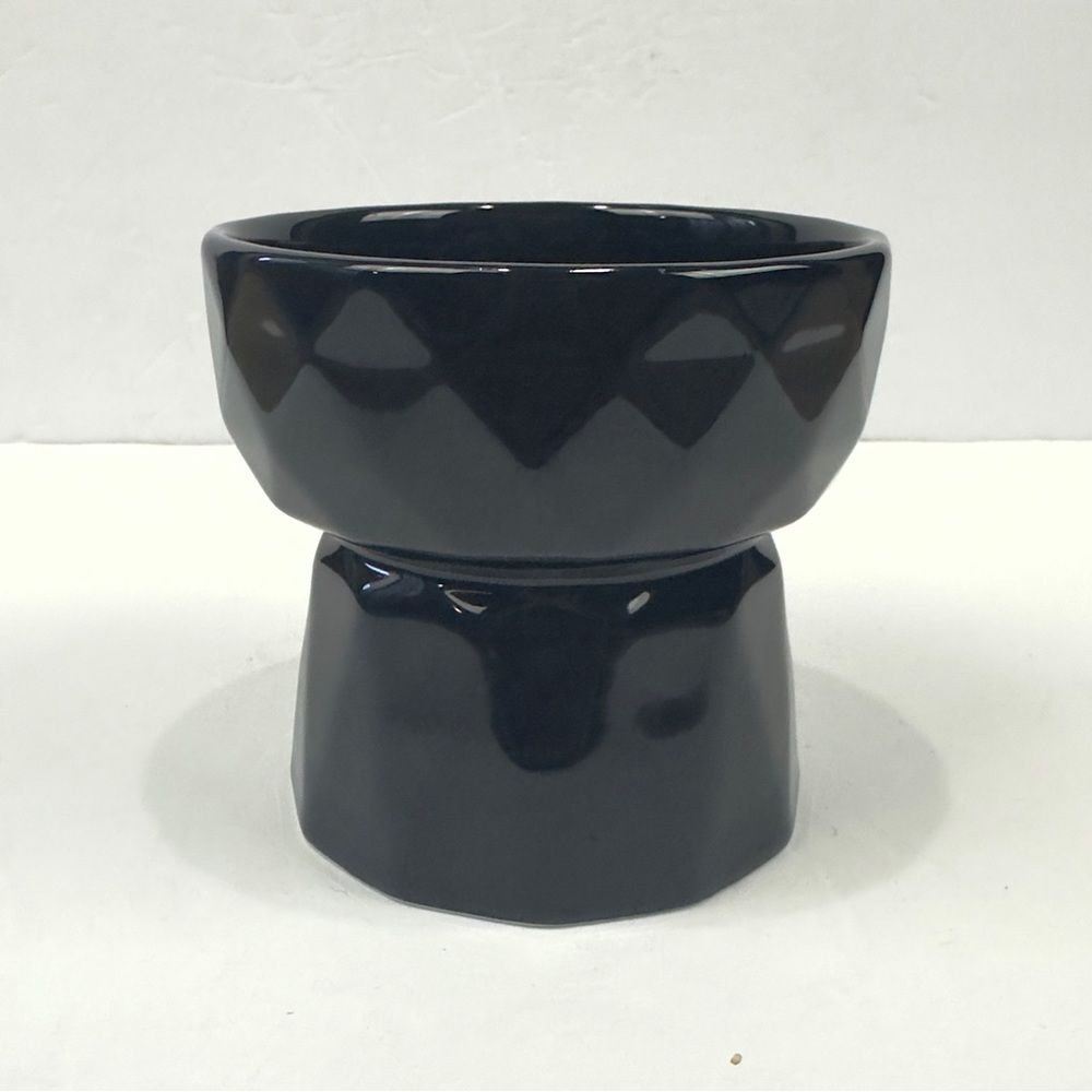 Ceramic raised pet food bowl black dog or cat